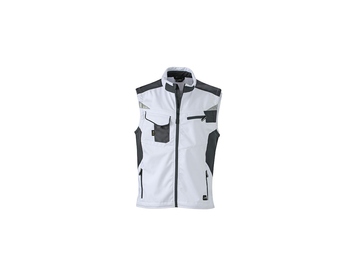 JN Workwear Softshell Vest JN845 100%PES, white/carbon, Größe 2XL