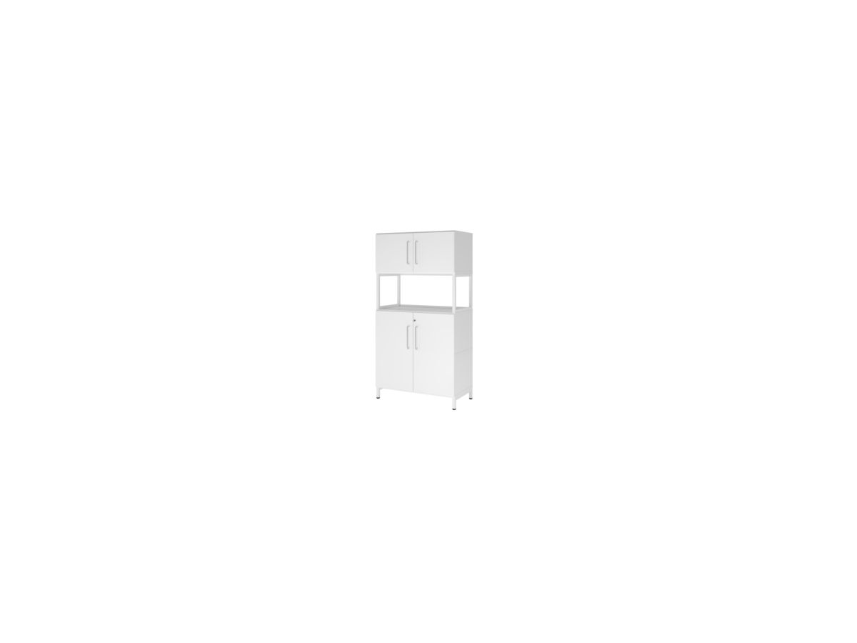 Kombischrank FlexWall B800xT400xH1532 mm 2 OH 4 Türen m.Sockel weiß/weiß