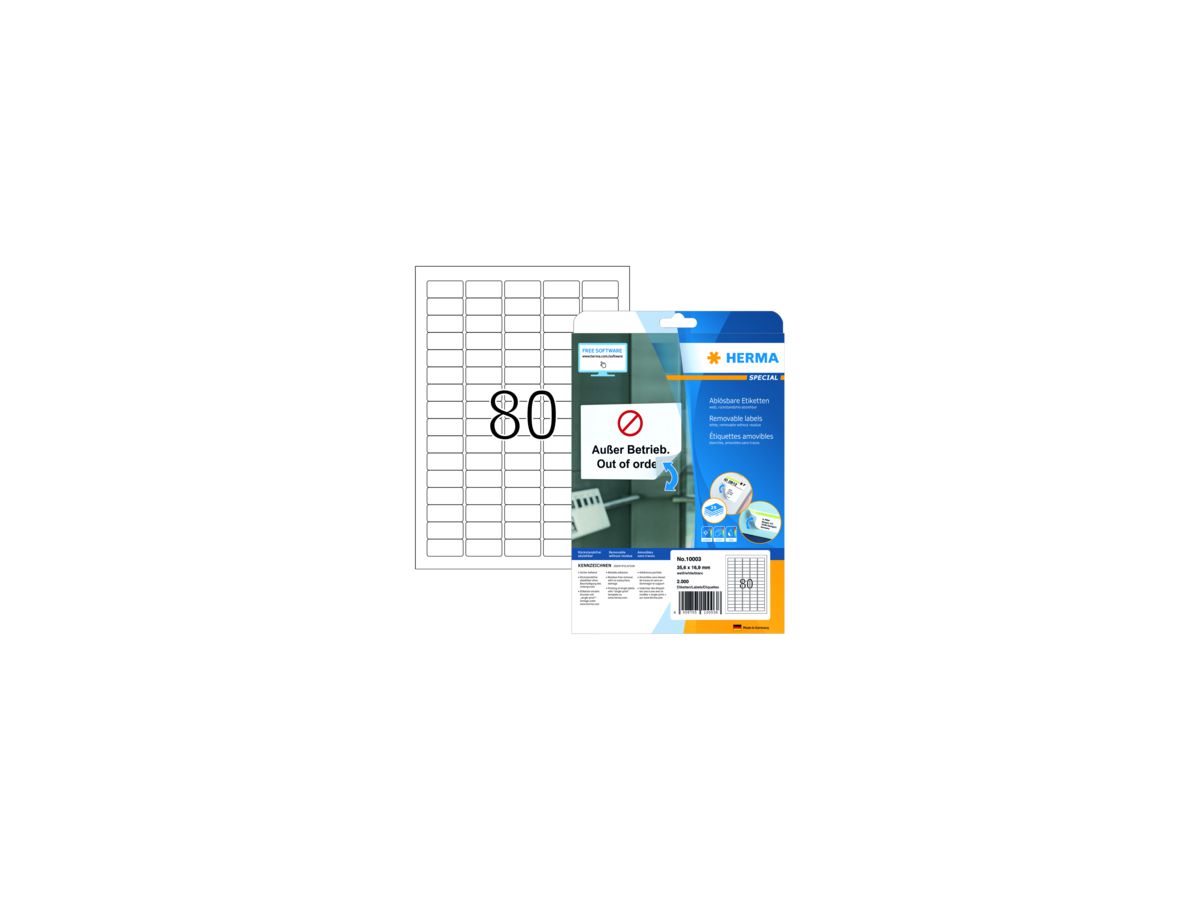 HERMA Haftetikett 10003 35,6x16,9mm weiß 2.000 St./Pack.