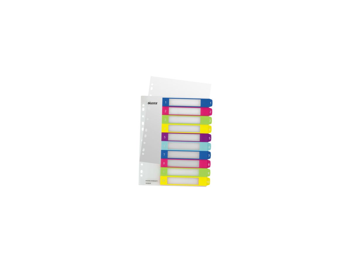 Leitz Register WOW 12430000 DIN A4 1-10 volle PP Höhe farbig