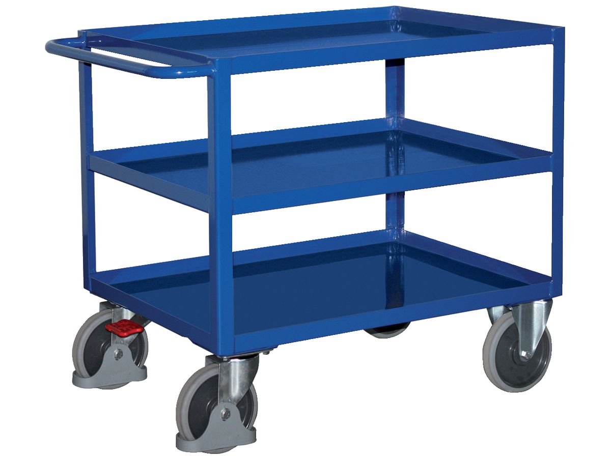 Table car with 3 floors welded in steel construction, edge 40 mm