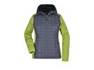 Ladies' Knitted Hybrid Jacket JN771 Fb. kiwi-/anthracite-melange, Gr. L