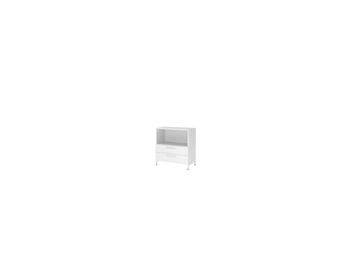 Regal FlexWall VFW28S2KU 2 OH 2 Schubla. B800xT400xH828mm, Sockel weiß/weiß