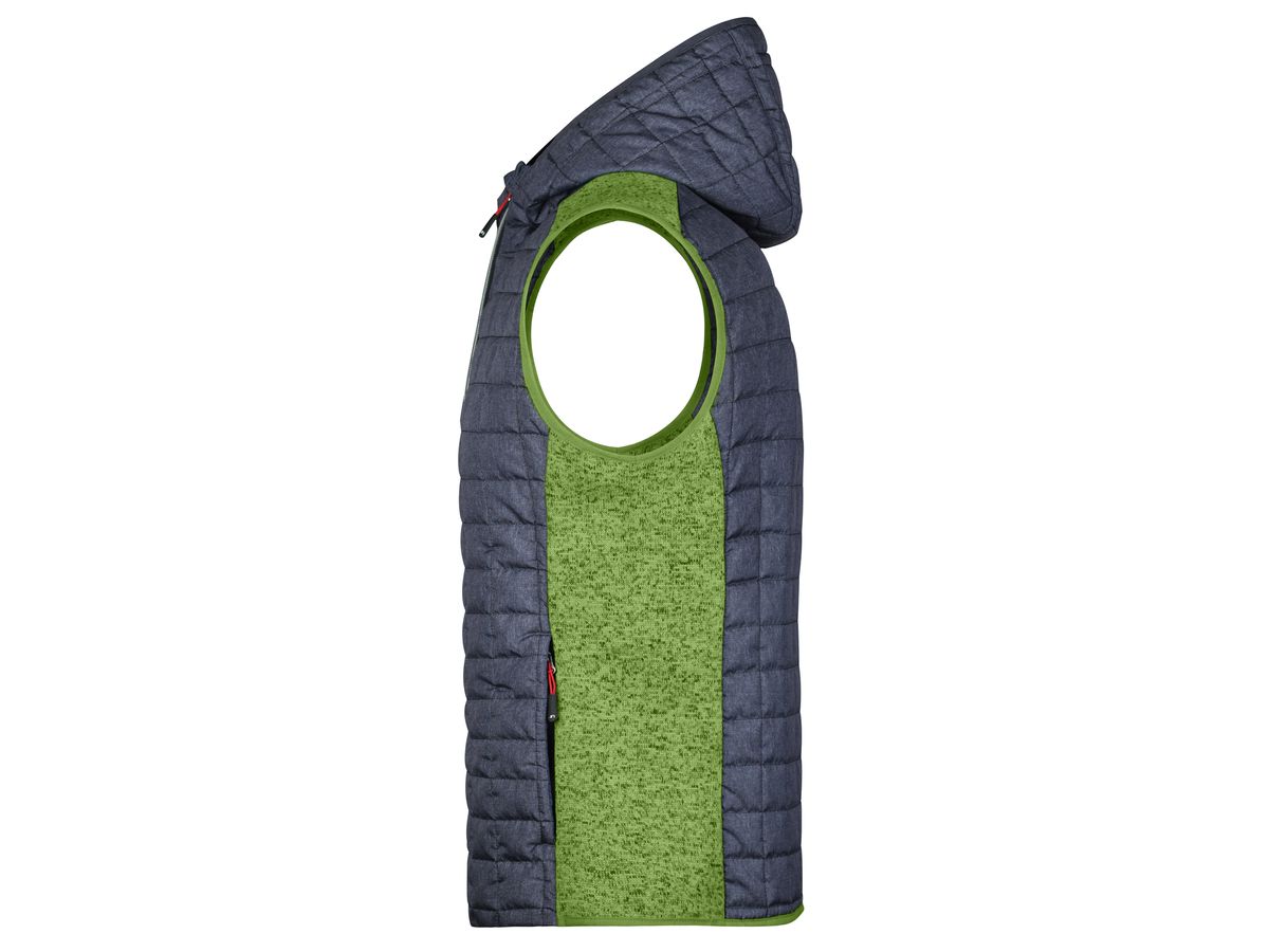 JN Men's Knitted Hybrid Vest JN768 kiwi-melange/anthracite-melange, Größe S