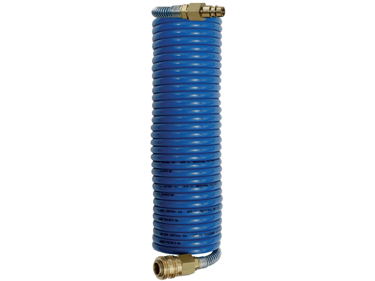 Spiral hose w.conn.+coup. PA 11.8x9.5mm 5m Riegler