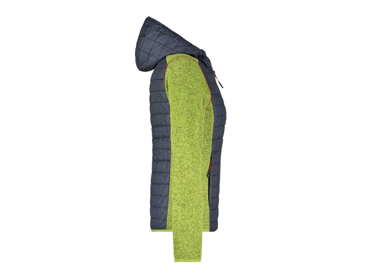 Ladies' Knitted Hybrid Jacket JN771 Fb. kiwi-/anthracite-melange, Gr. L