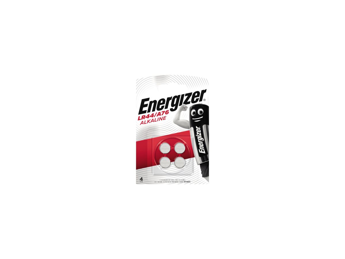 Energizer Knopfzelle LR44/A76 E300141401 Alkali 4 St./Pack.