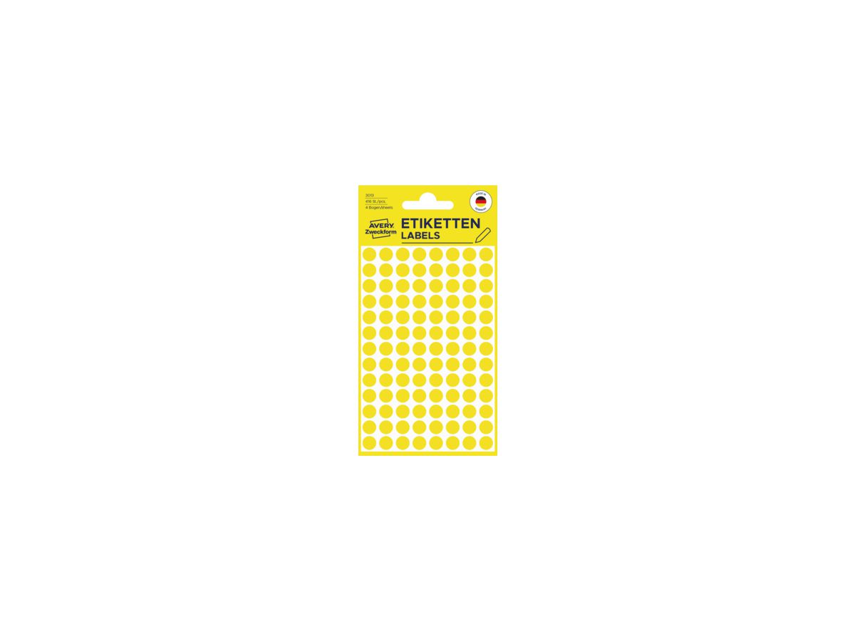 Avery Zweckform Markierungspunkt 3013 8mm gelb 416 St./Pack.