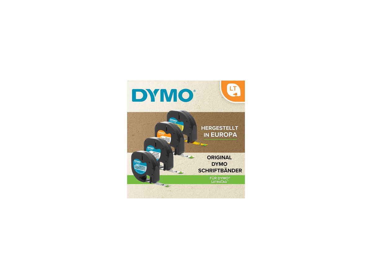 DYMO Schriftbandkassette LetraTag S0721620 12mmx4m sw auf ge