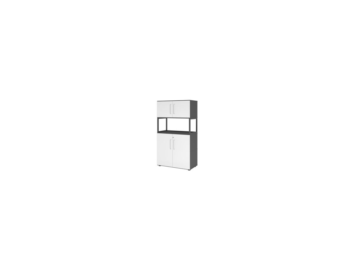 Kombischrank FlexWall B800xT400xH1452mm 4 OH 4 Türen graphit/weiß