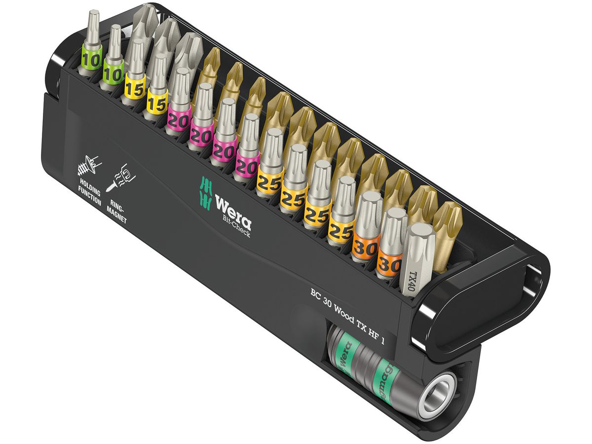 WERA Bits-Sortiment Bit-Check 30 Wood TX HF 1, 30-teilig