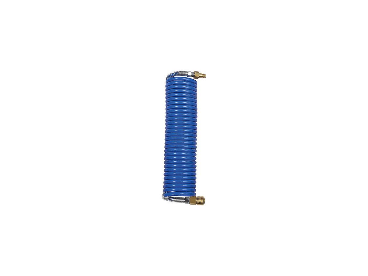 Spiraalslang PA blauw, koppeling en stek ker NW7,2, 12x9mm, 7,5m RIEGLER
