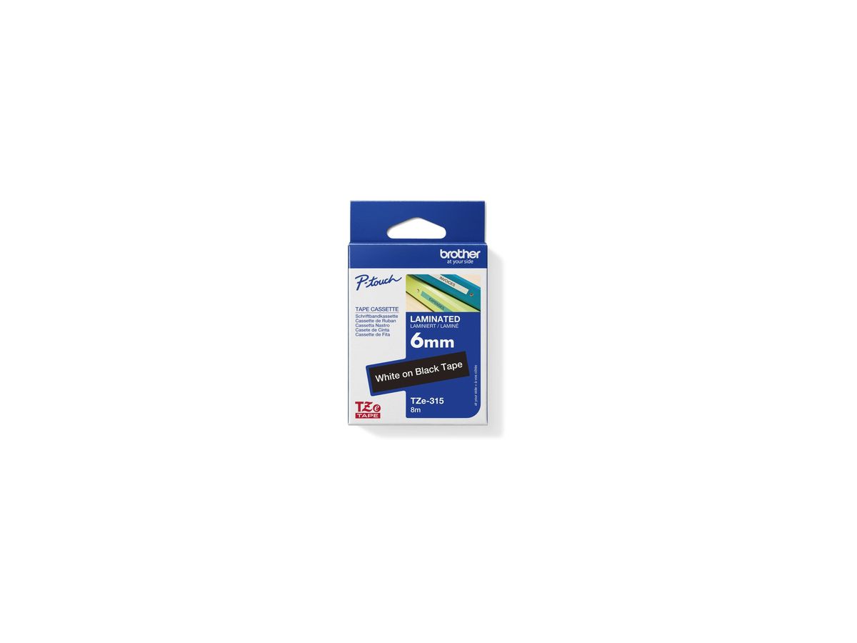 P-touch Schriftbandkassette TZE315 6mmx8m laminiert ws auf sw