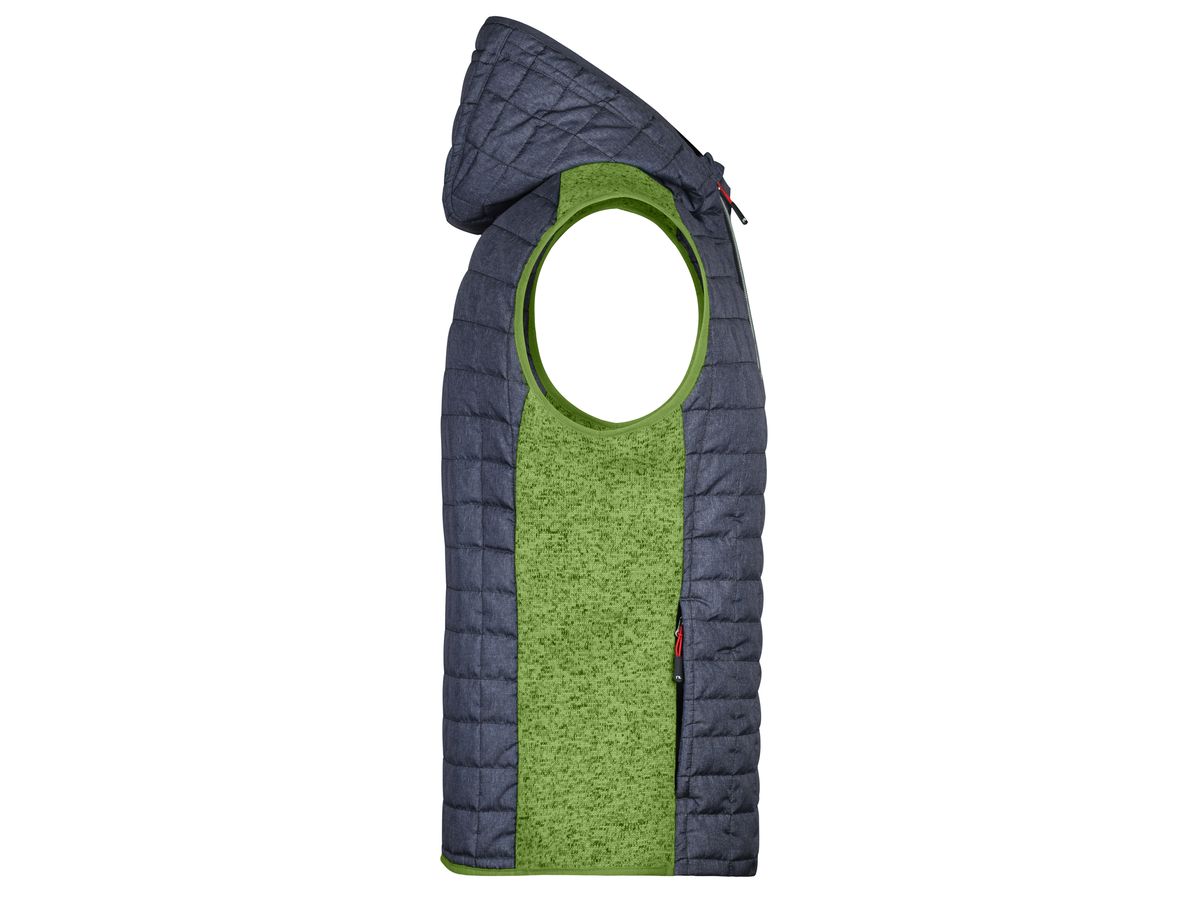 JN Men's Knitted Hybrid Vest JN768 kiwi-melange/anthracite-melange, Größe S