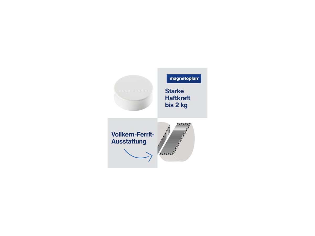 magnetoplan Magnet Ergo Large 1665000 34mm weiß 10 St./Pack.