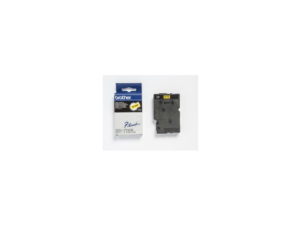 P-touch Schriftbandkassette TC601 12mmx7,7m laminiert sw auf ge