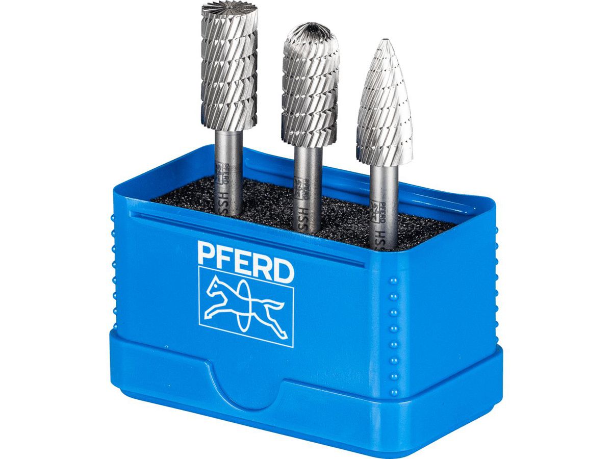 PFERD Frässtift-Satz HSS 12mm 3-teilig, A ST-C-K Ø12mm, Zahnung Z3