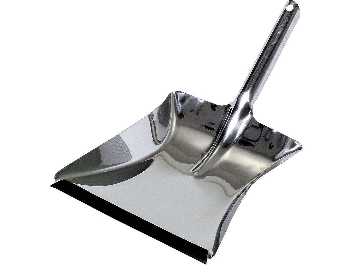 Stainless steel dustpan with rubber lip