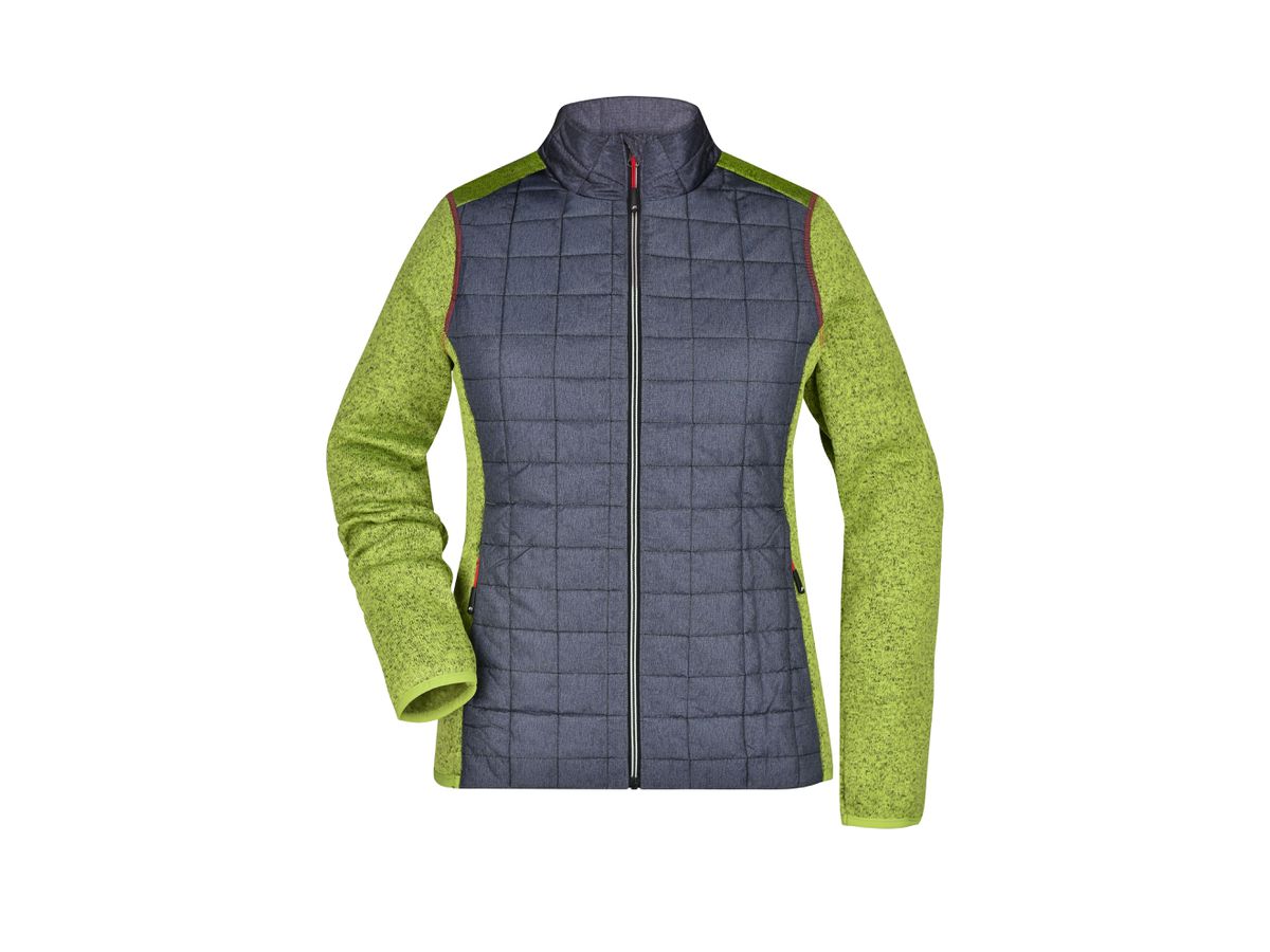 JN Ladies' Knitted Hybrid Jacket JN741 kiwi-melange/anthracite-melange Gr. M