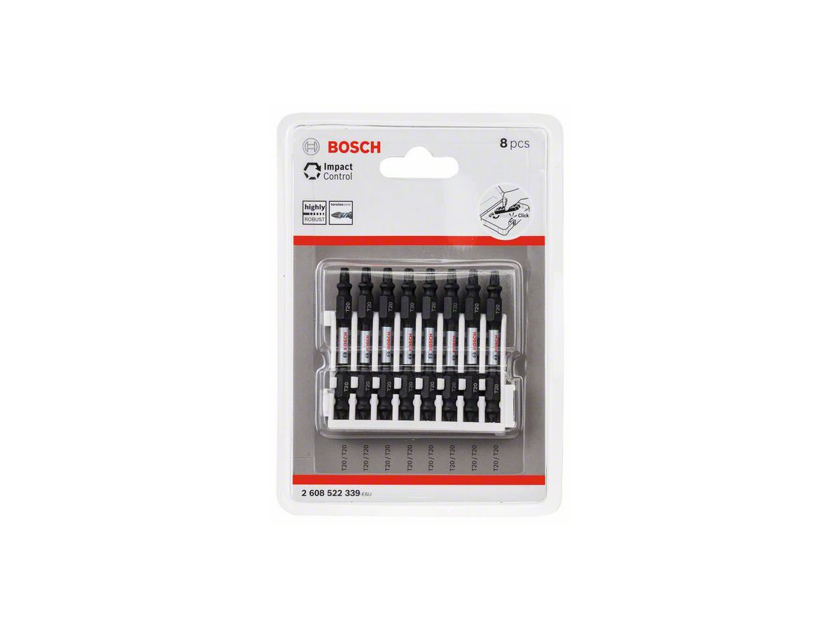 BOSCH Impact Bit Doppelklingen-Set T20, 65 mm, 8-teilig