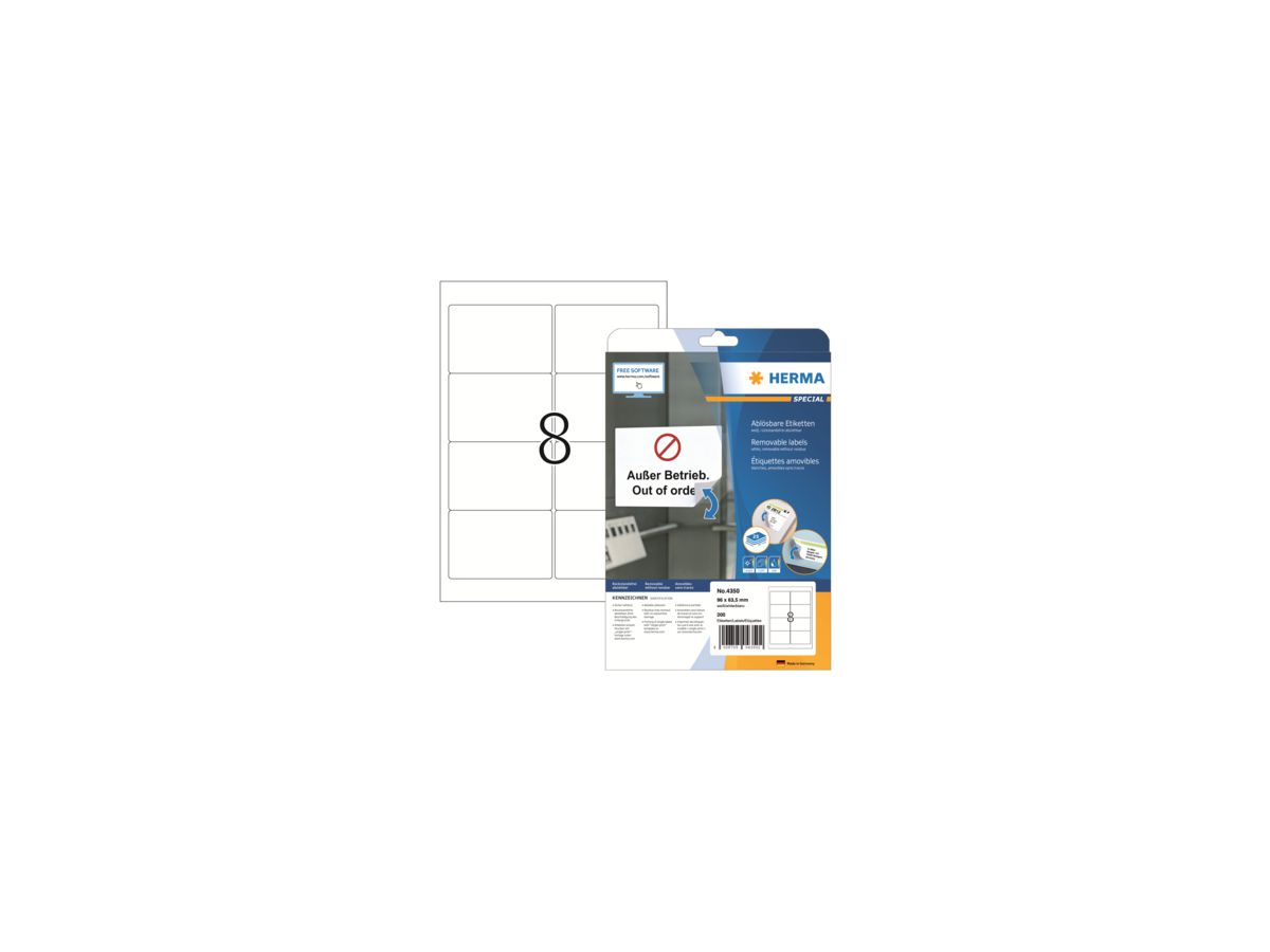 HERMA Etikett Movables 4350 96x63,5mm weiß 200 St./Pack.
