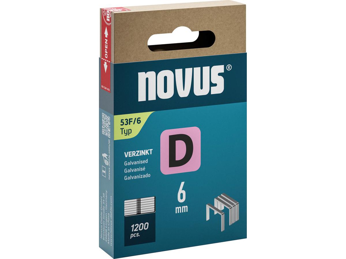 NOVUS Klammer D 53 F 6 mm VE 1.200 Schiebe-FS