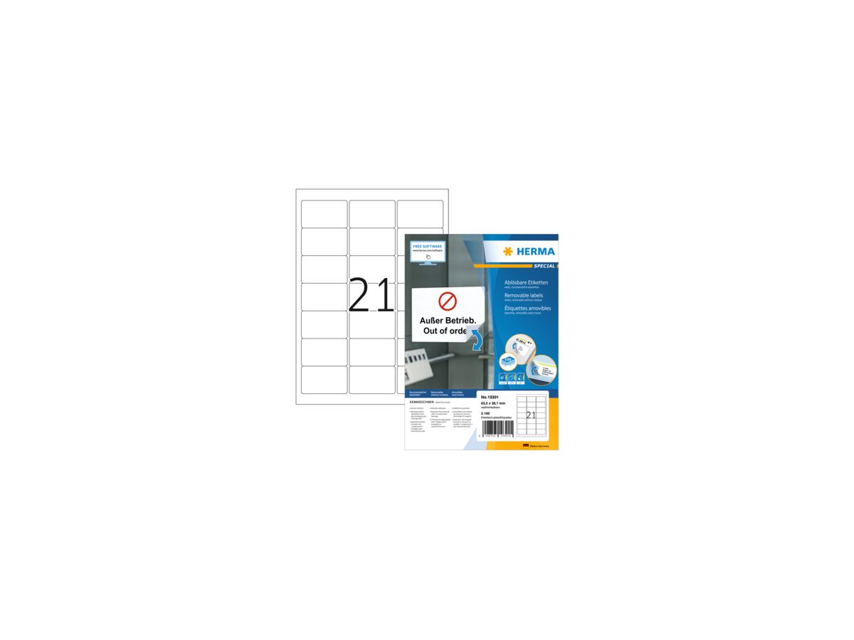 HERMA Etikett Movables 10301 63,5x38,1mm weiß 2.100 St./Pack.
