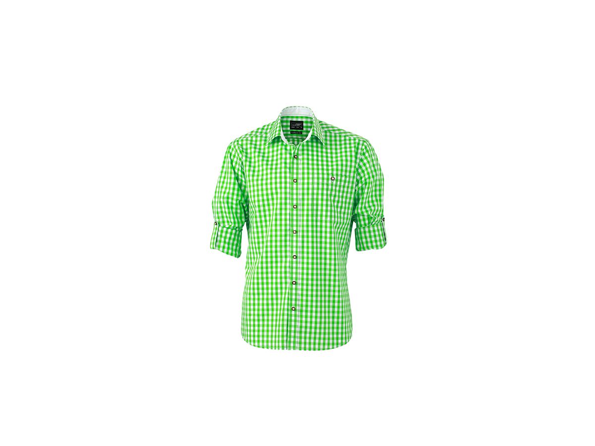 JN Mens Traditional Shirt JN638 100% BW, green/white, Größe 2XL
