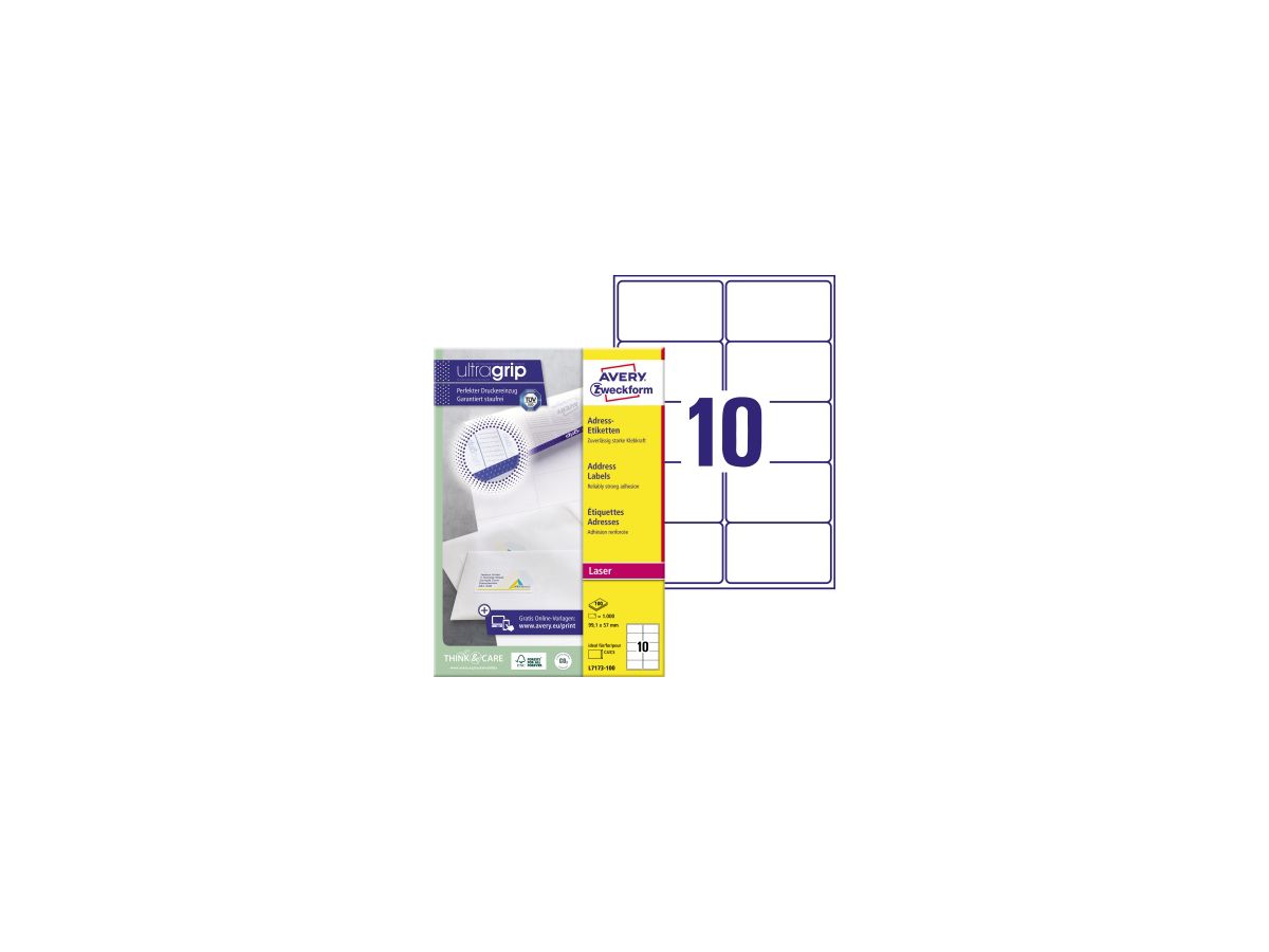 Avery Zweckform Adressetikett QuickPEEL L7173-100 1.000 St./Pack.