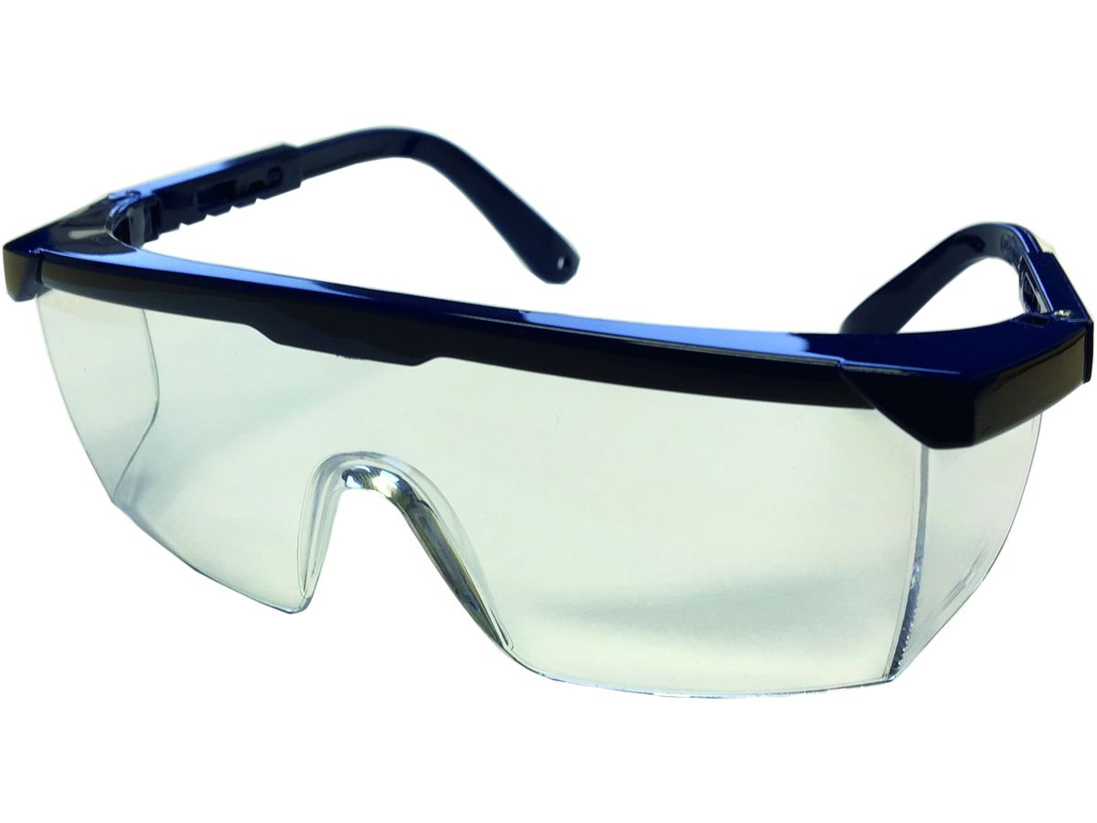 WEMAG Einscheiben-Schutzbrille "classic" farblos, blau verstellb. Bügel, EN166 CE