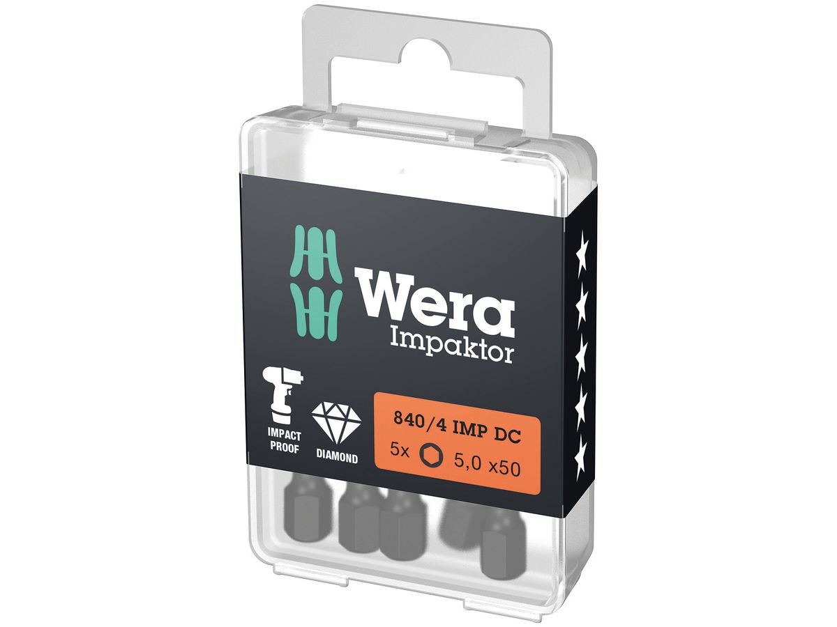 Bit 1/4" DIN3126 E6.3 Hex 5 x50mm Impaktor Wera