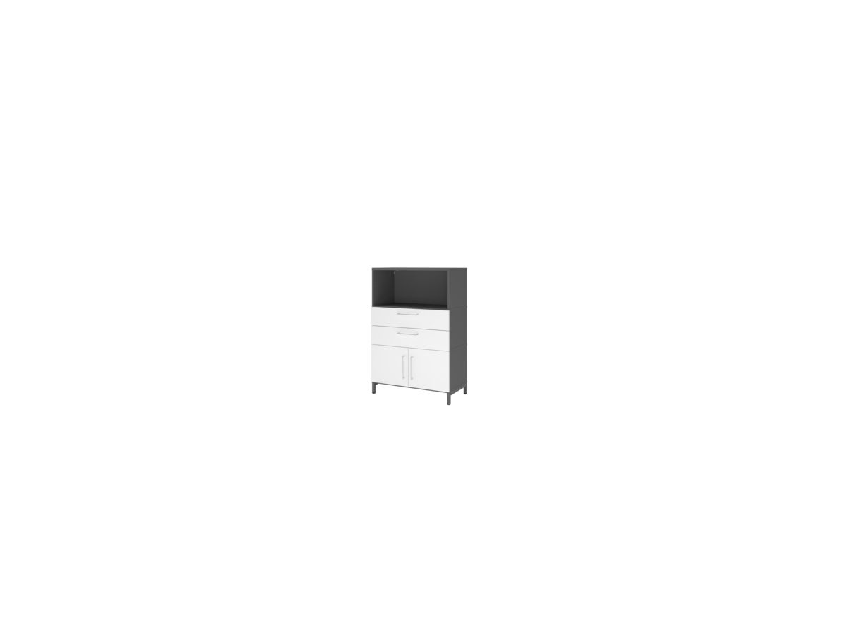 Kombischrank FlexWall B800xT400xH1180mm 3 OH 2 Türen 2 Schubladen graphit/weiß