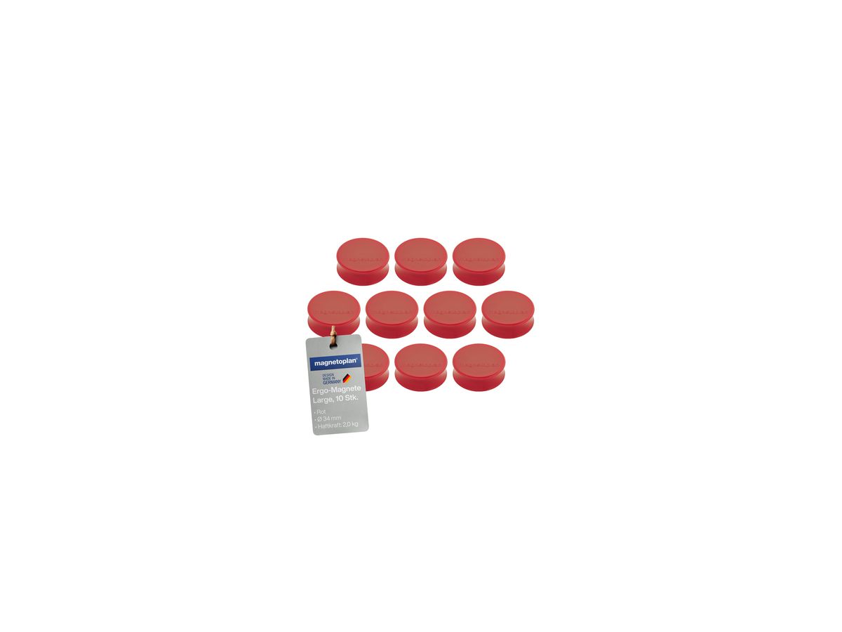 magnetoplan Magnet Ergo Large 1665006 34mm rot 10 St./Pack.