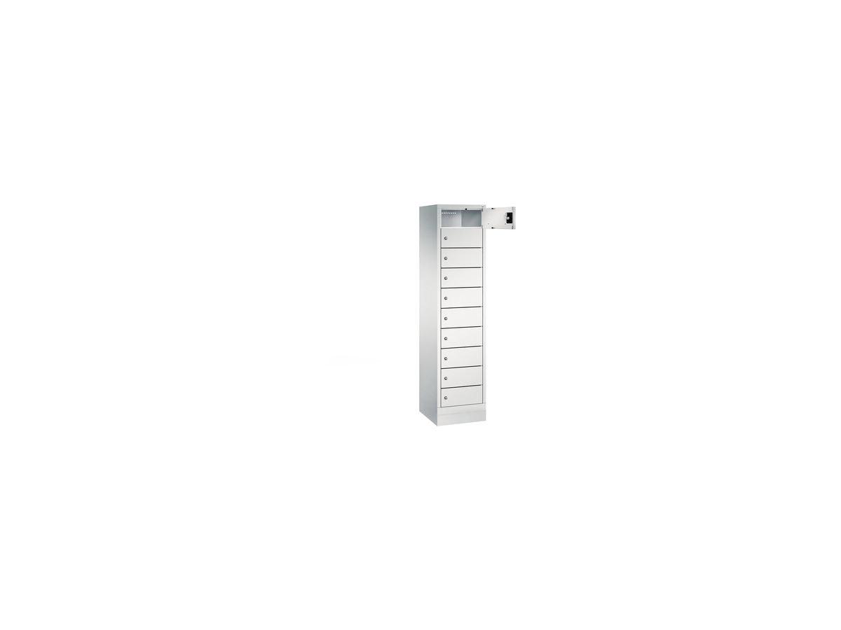 C+P Laptopschrank, ohne Elektrifizierung 1800x420x500mm, 7035, 1x10 Fächer