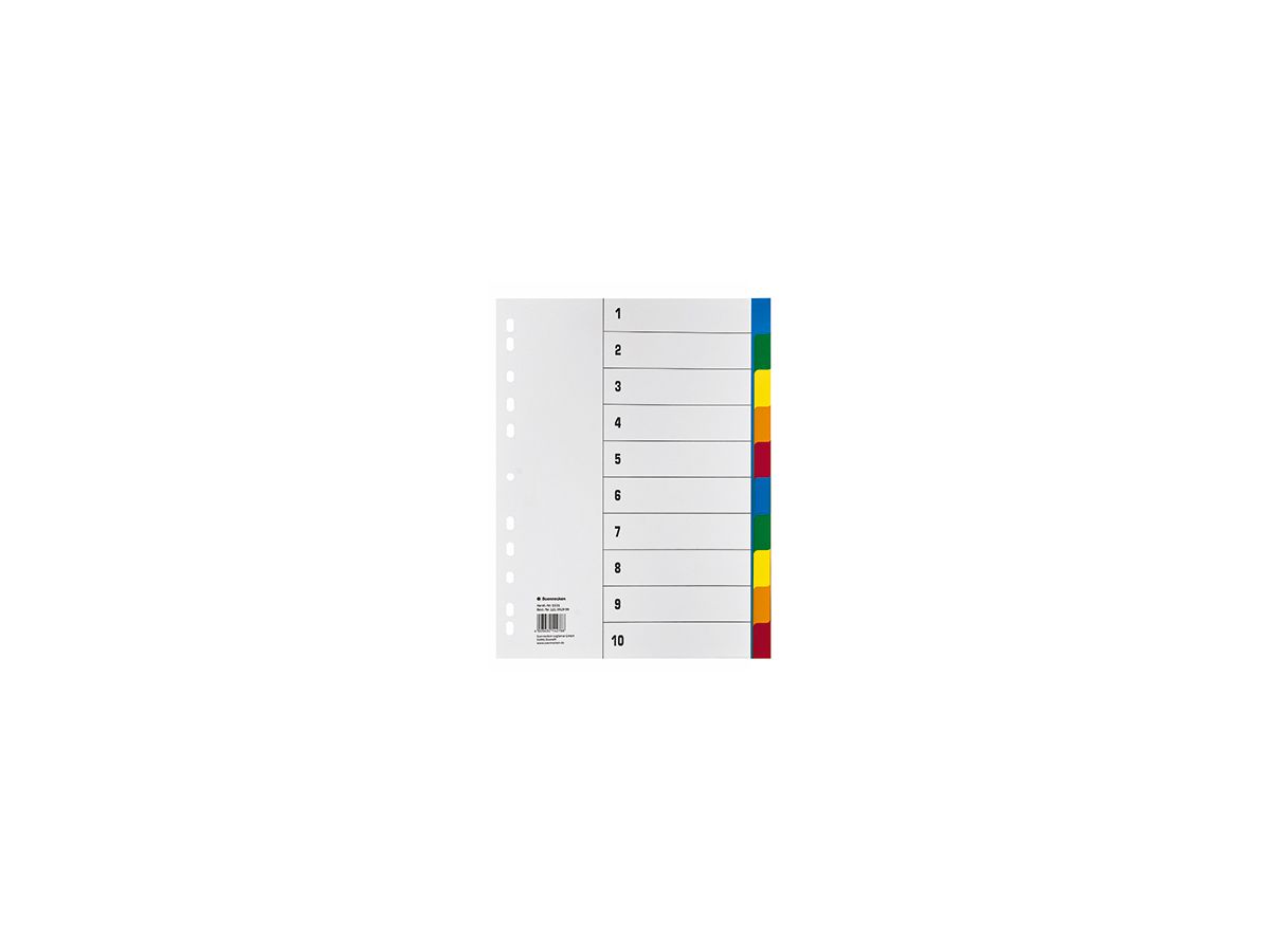 Soennecken Register 1531 DIN A4 blanko 10teilig PP farbig