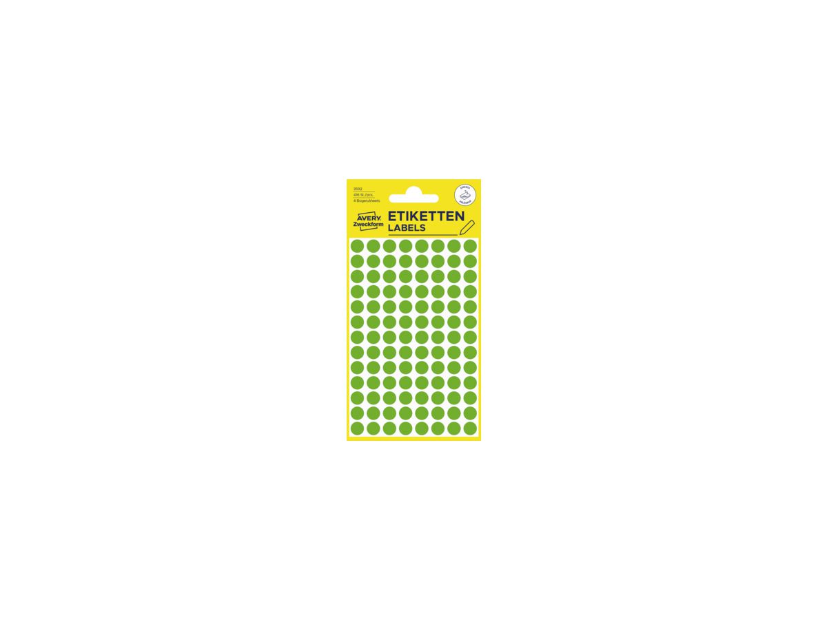 Avery Zweckform Markierungspunkt 3592 8mm grün 416 St./Pack.