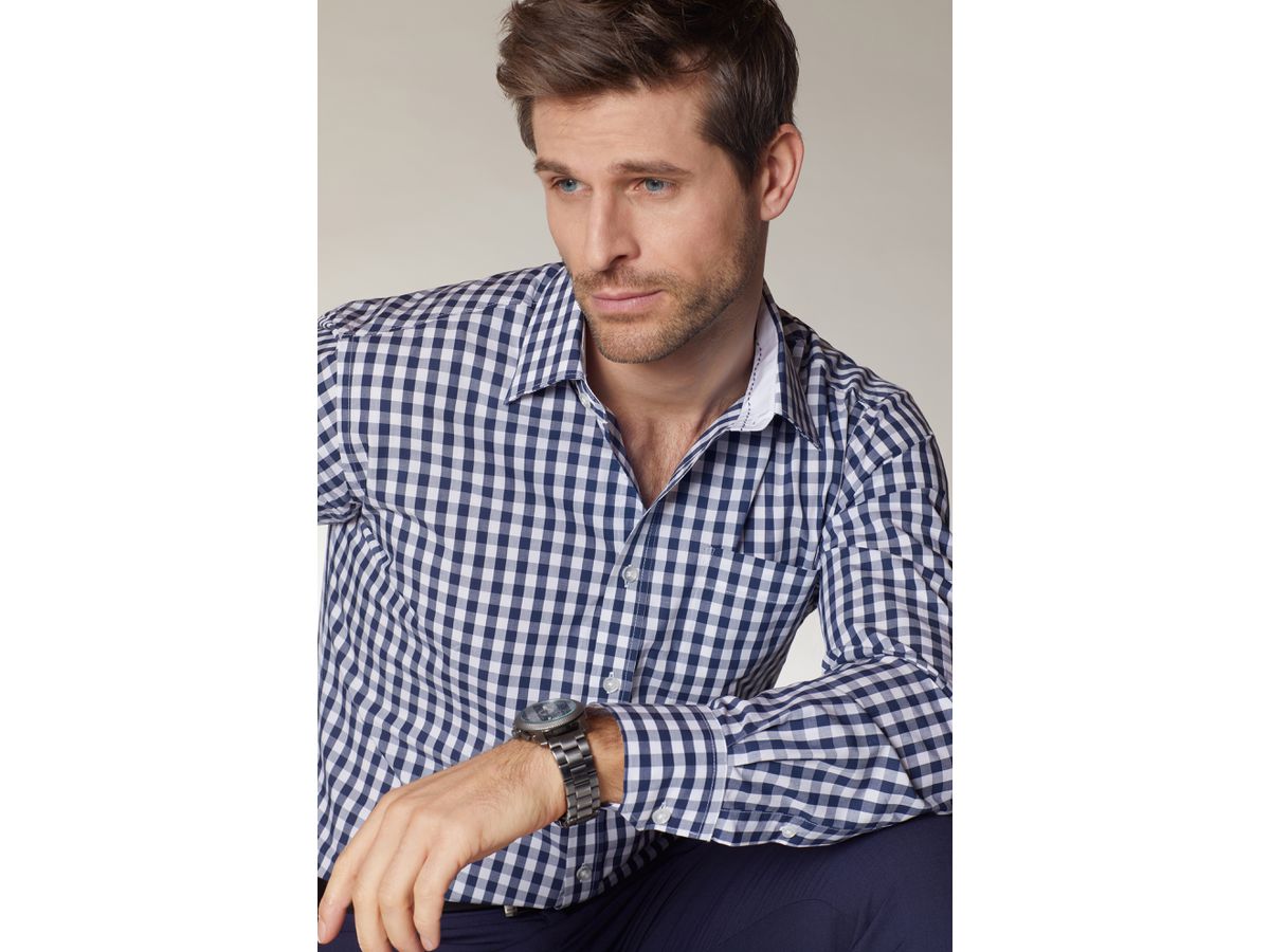 JN Mens Checked Shirt JN617 100% BW, forest-green/white, Größe M