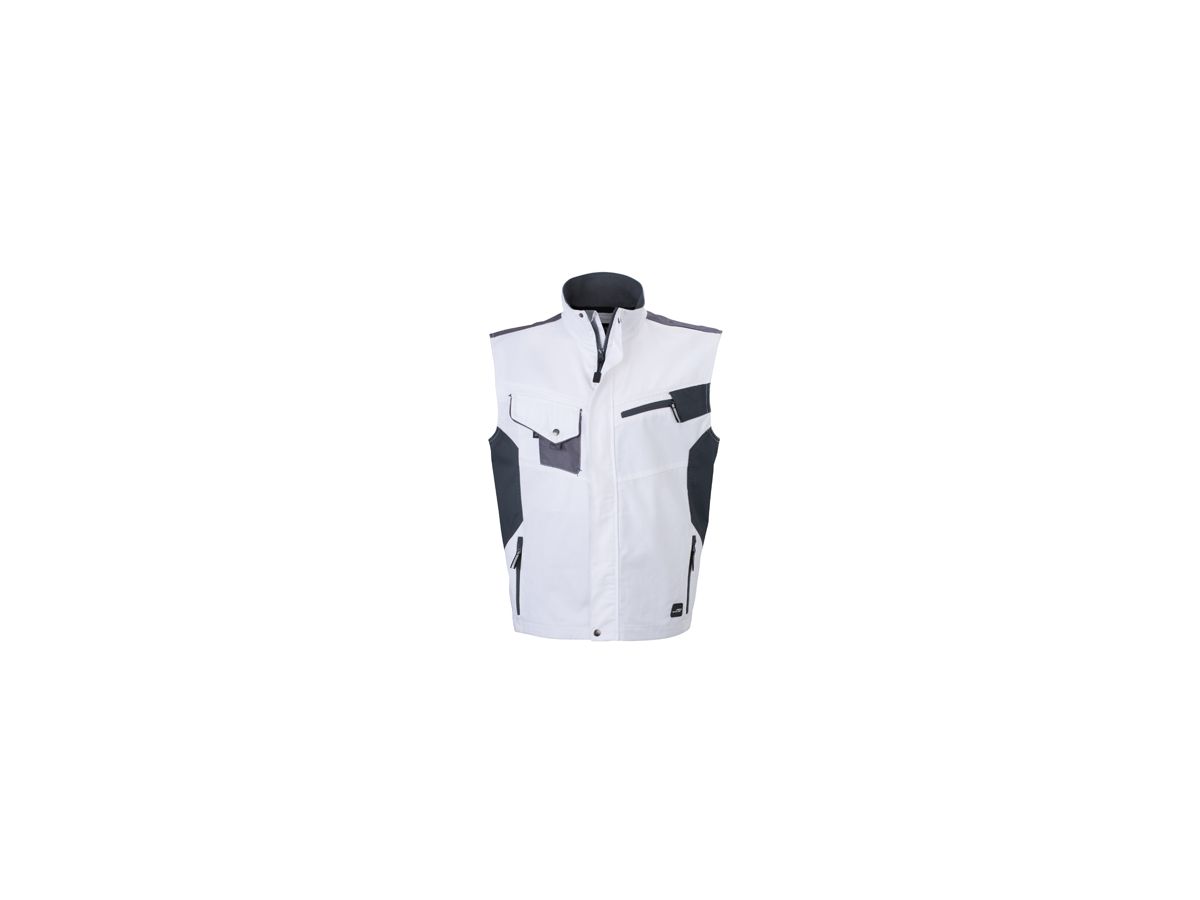 JN Workwear Vest JN822 65%PES/35%BW, white/carbon, Größe 3XL