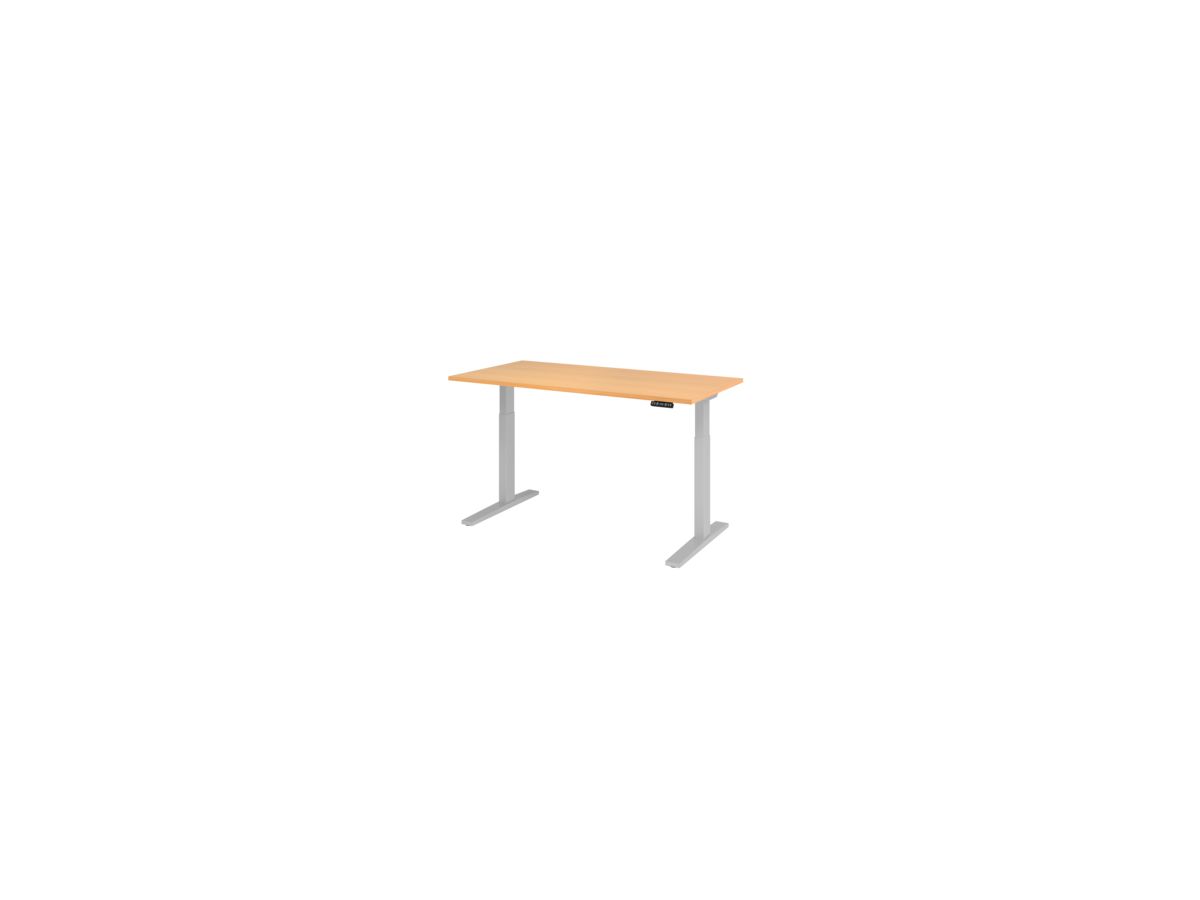 Schreibtisch höhenvers. 1600x800x700-1200 mm silber buche