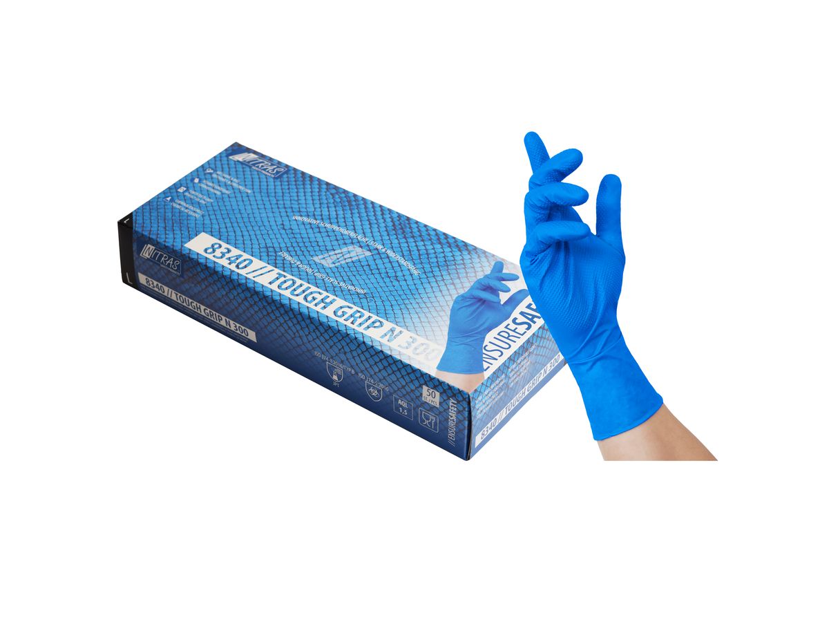 NITRAS TOUGH GRIP N 300, 8340 Nitril- Einmalhandschuhe, blau, 0,2mm, Gr.XL(10)