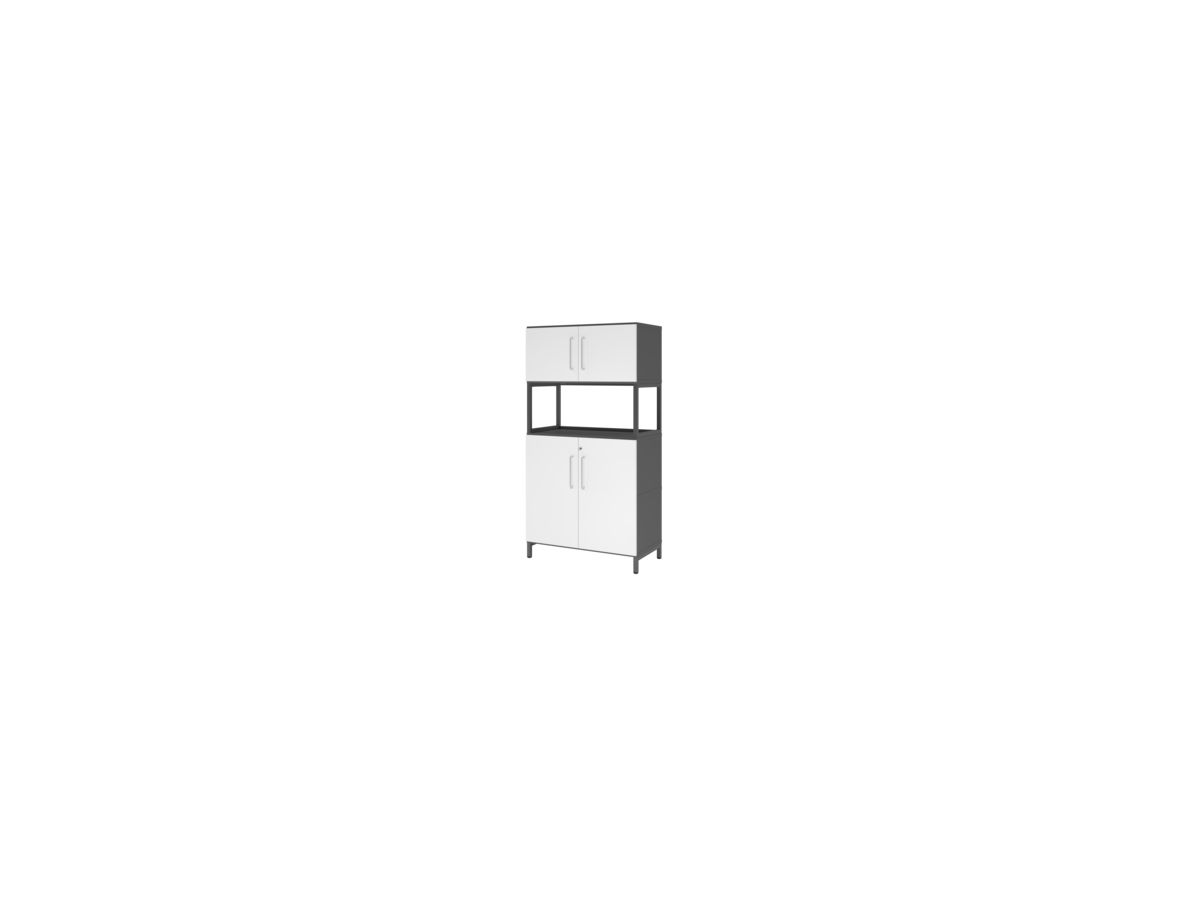 Kombischrank FlexWall B800xT400xH1532 mm 2 OH 4 Türen m.Sockel graphit/weiß