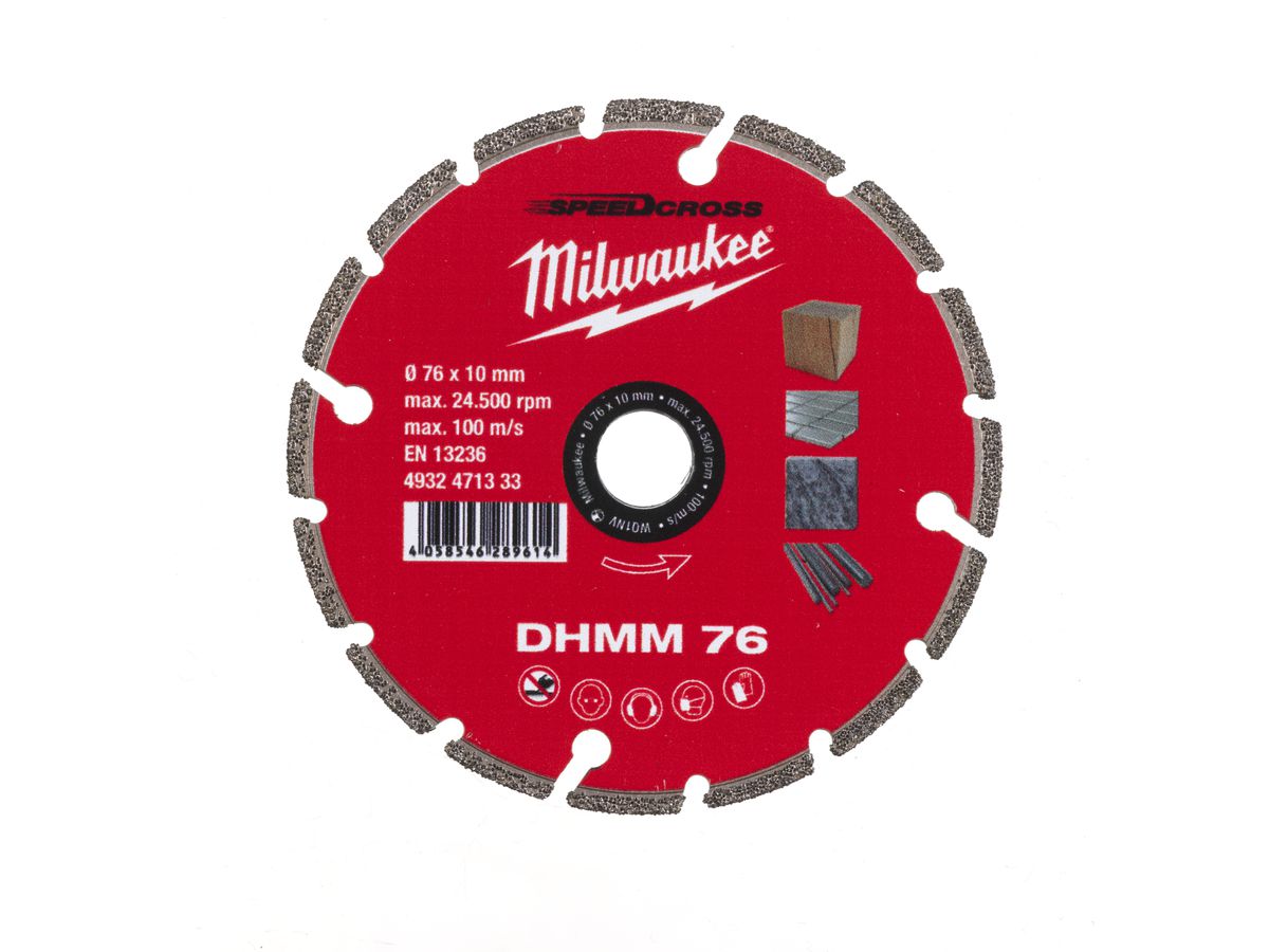 MILWAUKEE Diamanttrennscheibe DHMM 76 mm für Stahl, Holz, Kunststoff