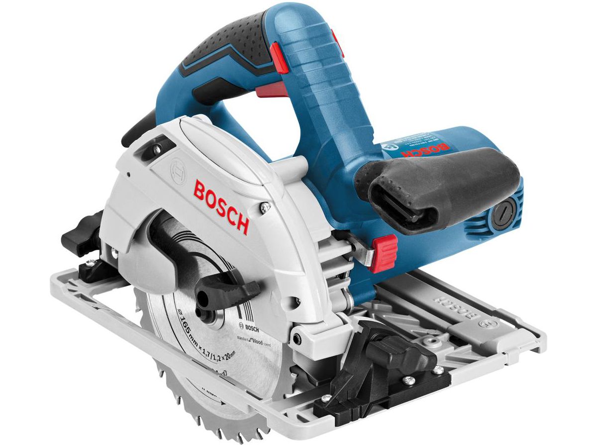 BOSCH Handkreissäge GKS 55+ GCE L-BOXX mit Führungsschiene