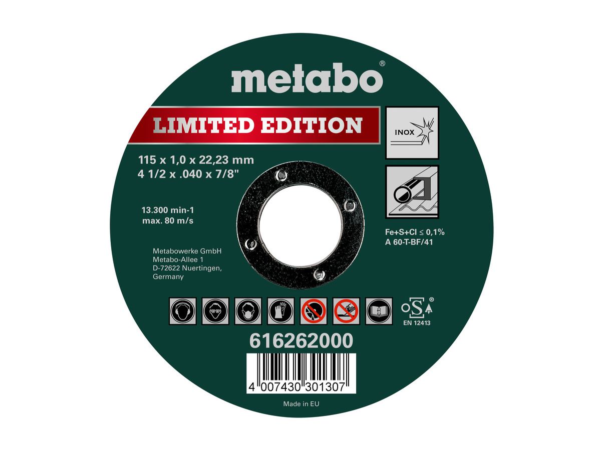 METABO Trennscheibe Limited Edition 115x1,0x22,23 mm Inox