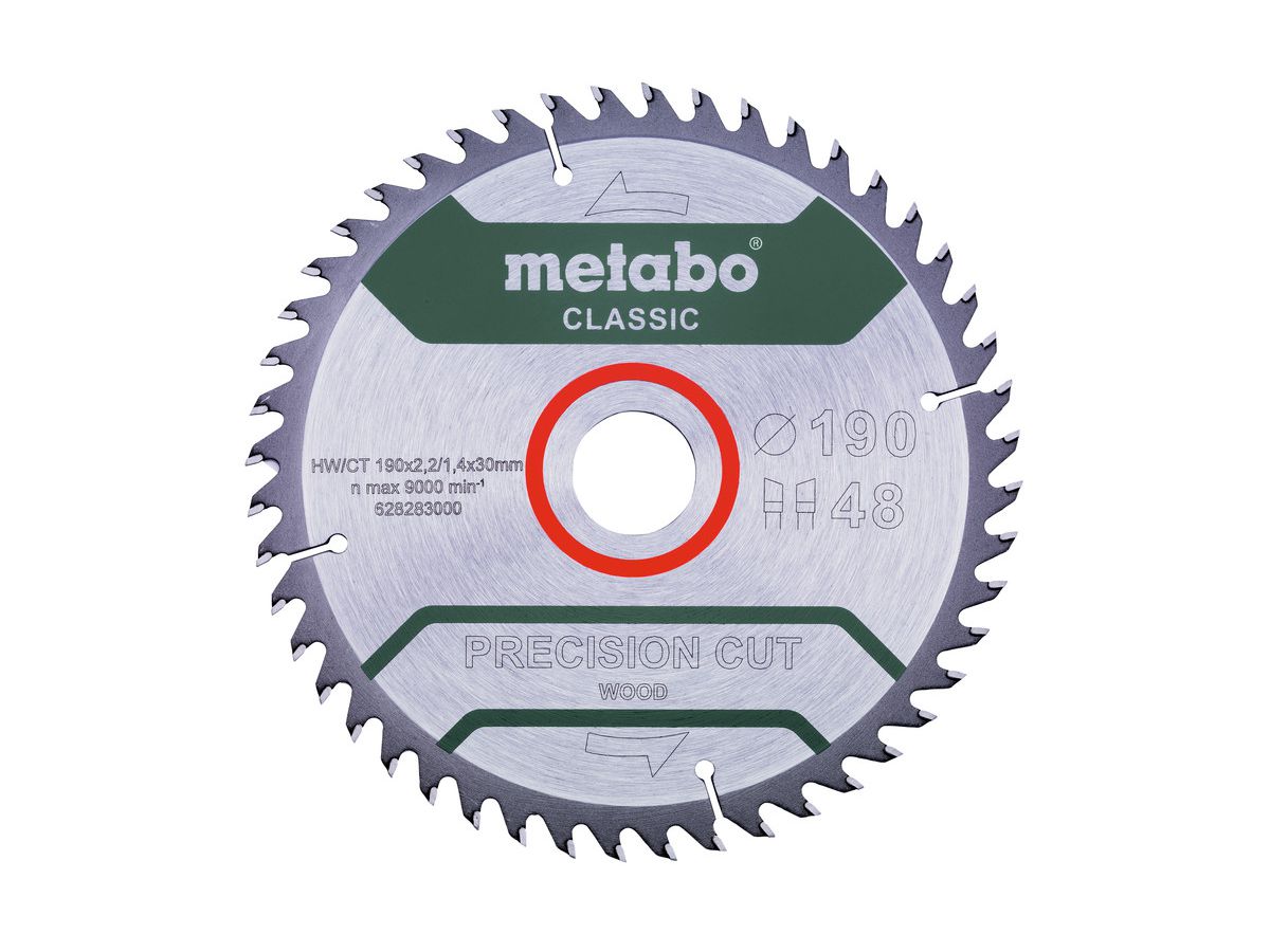 METABO Kreissägeblatt PrecisionCut Classic 190x30 48WZ 15°