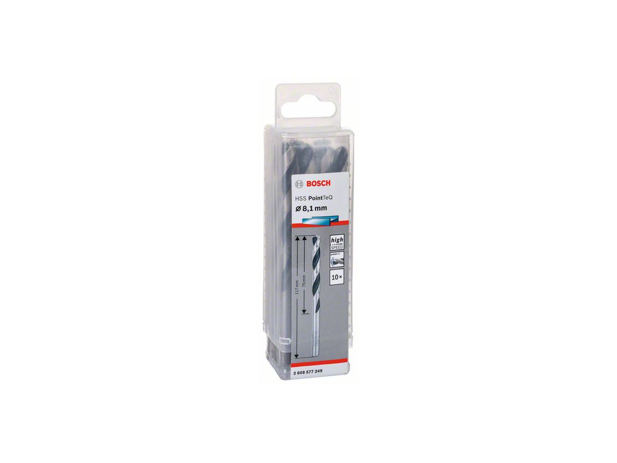 BOSCH Spiralbohrer PointTeQ, HSS 8,1x75x117 mm, VE 10