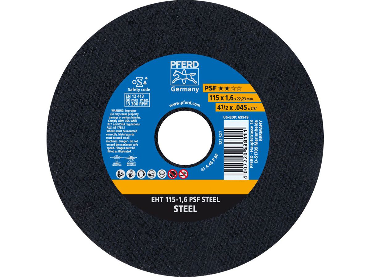 PFERD Trennschleifscheibe PS-Forte EHT 115-1,6 A 46 P PSF/22,23