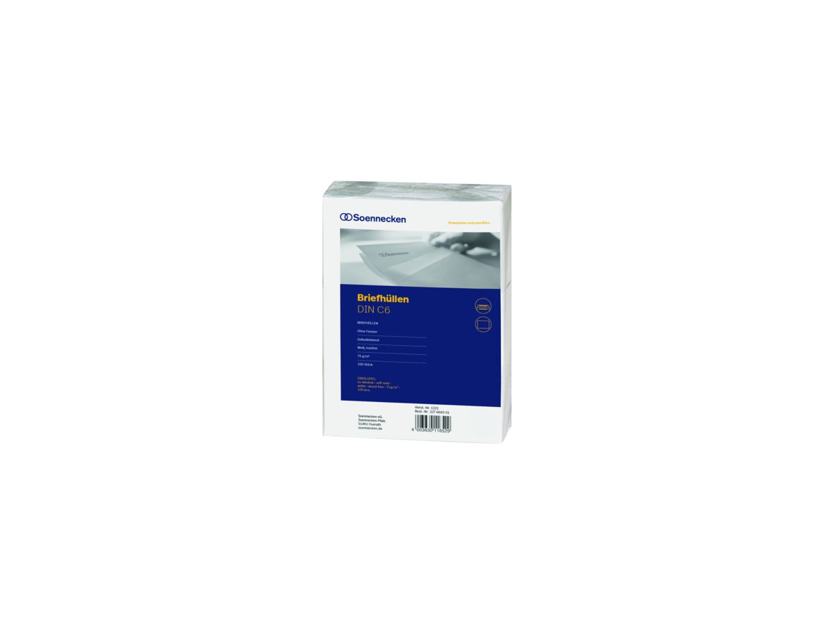 Soennecken Briefhülle 1321 C6 75g oF sk hf weiß 100 St./Pack.