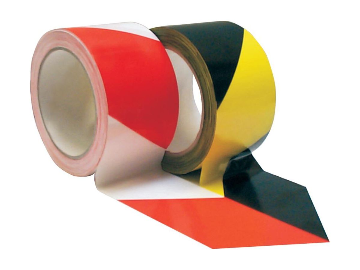 PVC warning tape, self-ad 66mx60mm yellow/black