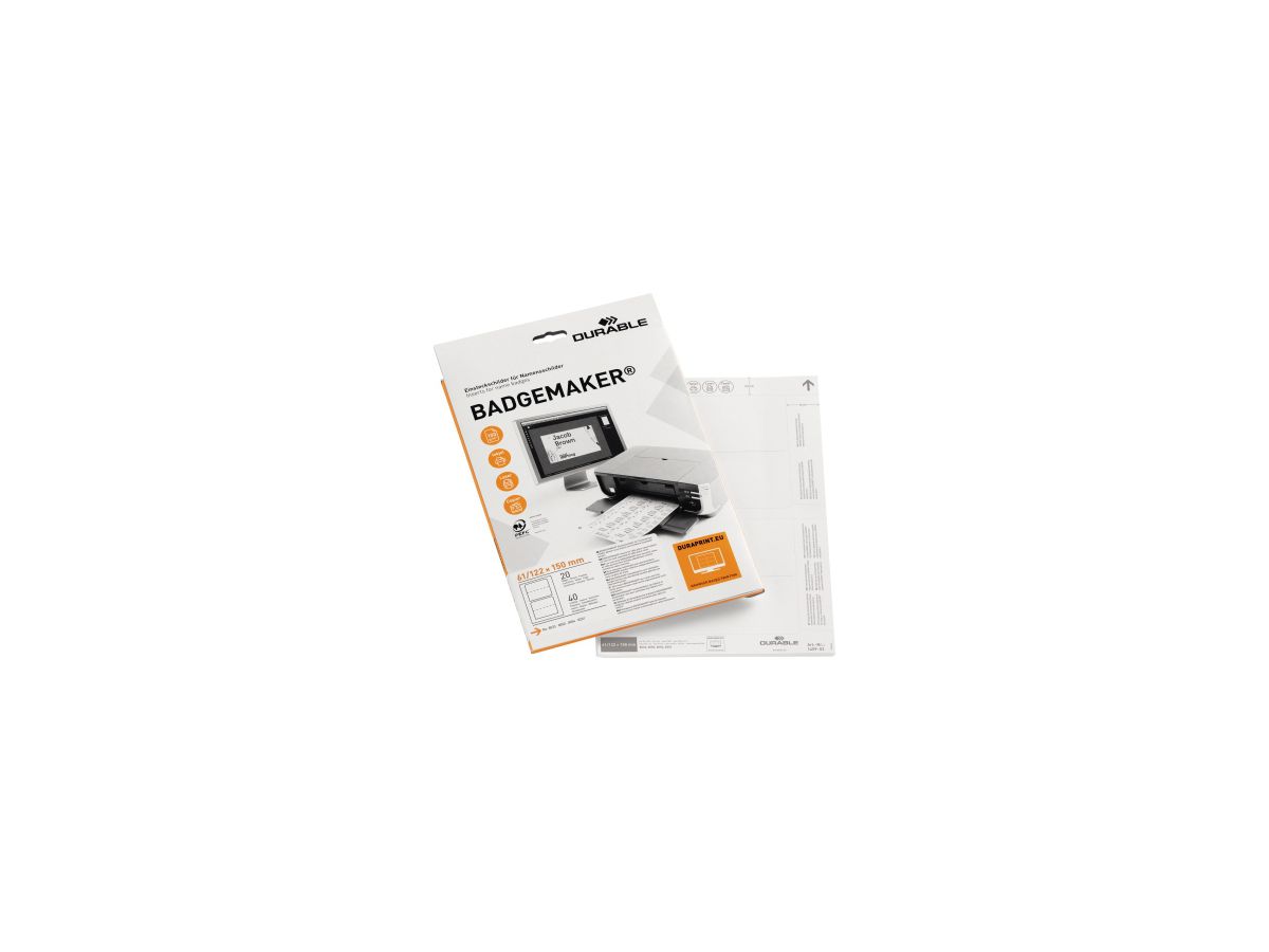 DURABLE Einsteckschild BADGEMAKER 145902 150x63mm weiß 40 St./Pack